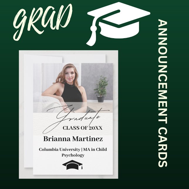SIMPLE Modern Script Graduate Photo Faire-part (CLASS OF 20XX GRADUATION ANNOUNCEMENT CARDS)