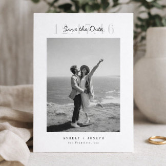 Simple Modern Script Photo Wedding Save the Date