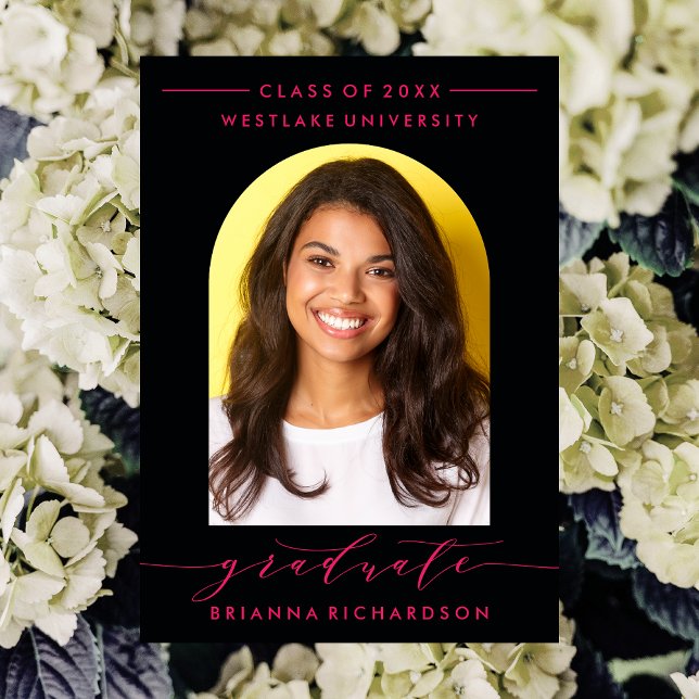 SIMPLE MODERNE ARCH SCRIPT GRADUCATION INVITATION (Créateur téléchargé)