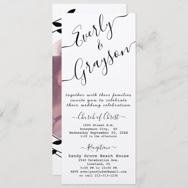 Simple moderne Boho Black Leaf Mariage de couronne (Devant / Derrière)