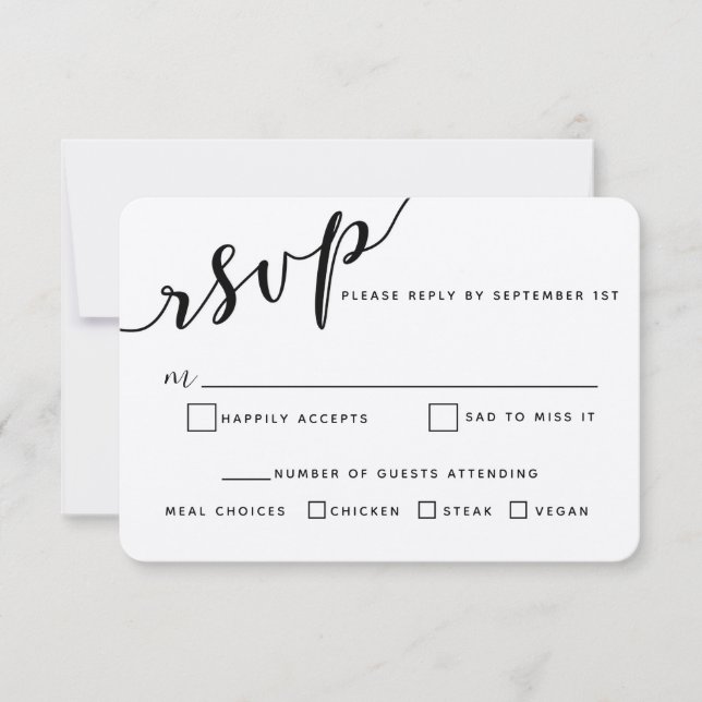 Simple moderne Calligraphie Mariage carte RSVP (Devant)