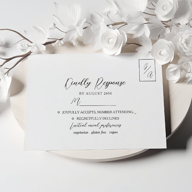 Simple Moderne Carte de Réponse de Mariage Noir et (Créateur téléchargé)