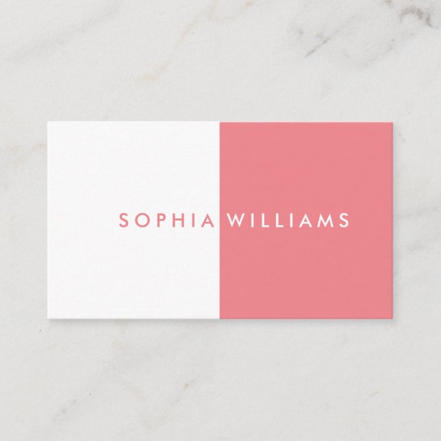 Simple Moderne Carte de Visite Corail et Blanc Pro (Devant)