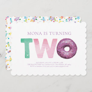 Simple moderne Donut Invitation de deuxième annive