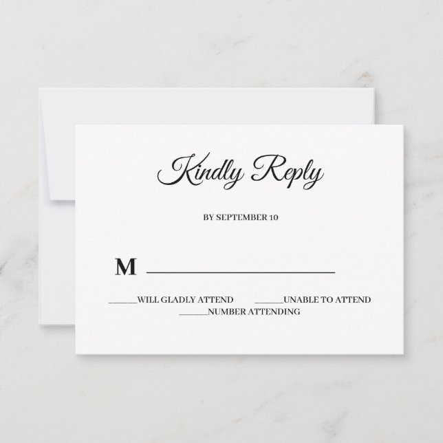 Simple, moderne et minimaliste | Carte RSVP de mar (Devant)