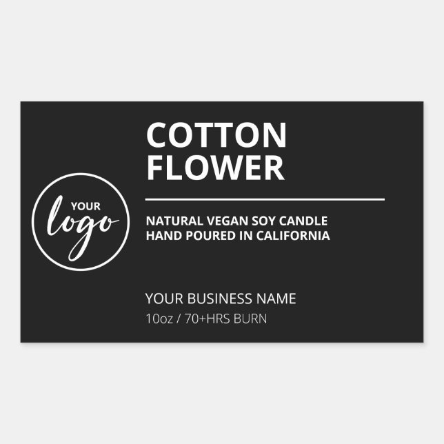Simple moderne Étiquettes de bougie de soja noir (Devant)