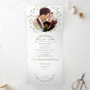Simple Moderne Faire Mariage Tri-Fold Invitati Ver