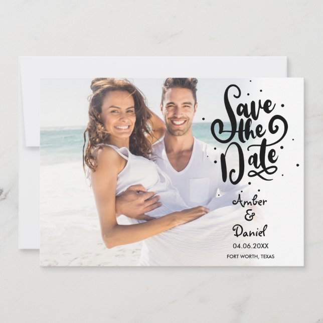 Simple Moderne Faire-Part de Date de Mariage à Mot (Devant)