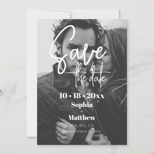 Simple Moderne Faire-Part de Mariage avec Photo (Devant)
