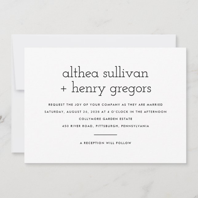 Simple Moderne Faire-Part de Mariage Recto-Verso  (Devant)
