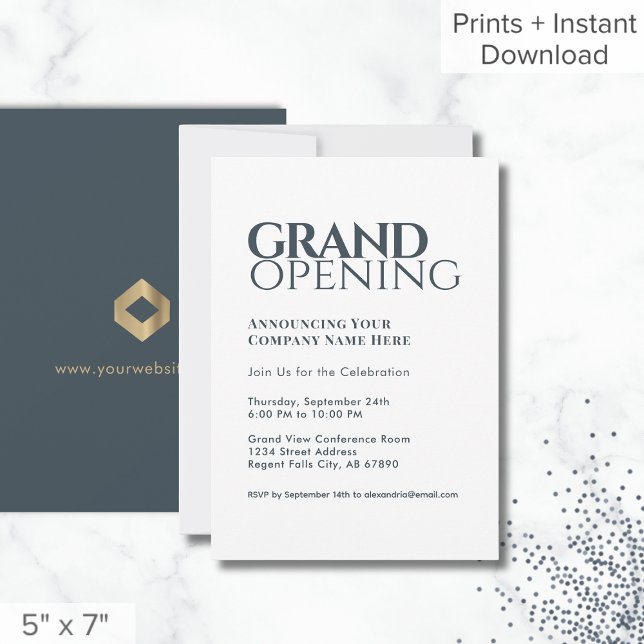 Simple moderne Grand Ouverture Invitation Gris (Créateur téléchargé)
