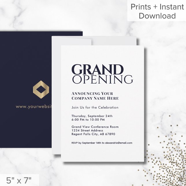 Simple moderne Grand Ouverture Invitation Marine B (Créateur téléchargé)