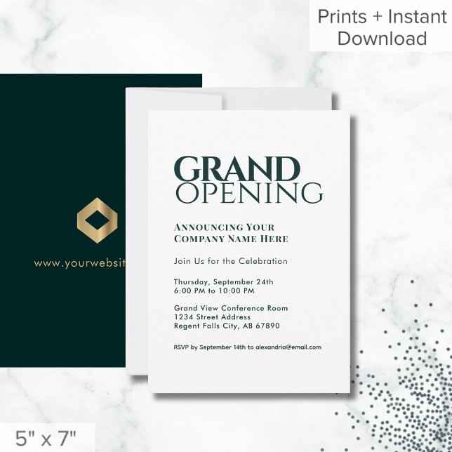 Simple moderne Grand Ouverture Invitation Vert fon (Créateur téléchargé)