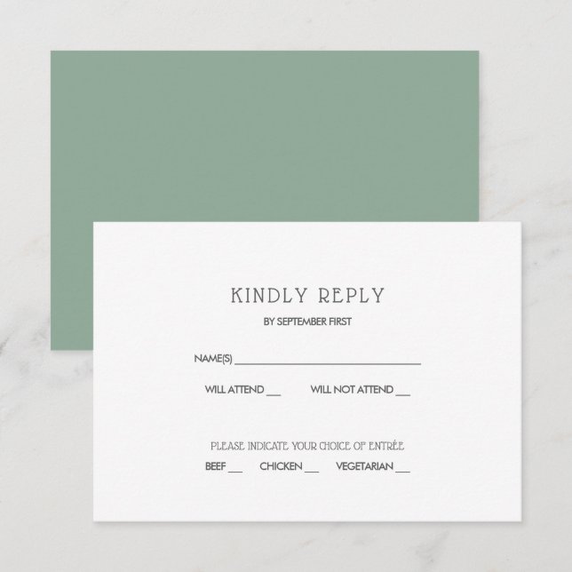 Simple Moderne Invitation de Réponse de Mariage Ve (Devant / Derrière)