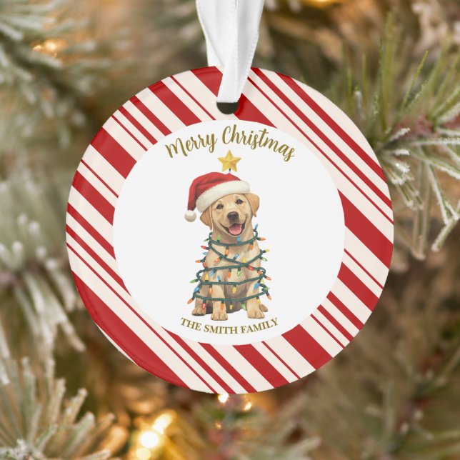 Simple moderne joyeux Noël  chiot Labrador patte (Arbre)