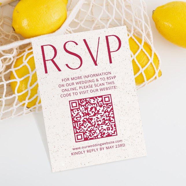 Simple moderne mariage magenta RSVP Online QR Code (Créateur téléchargé)