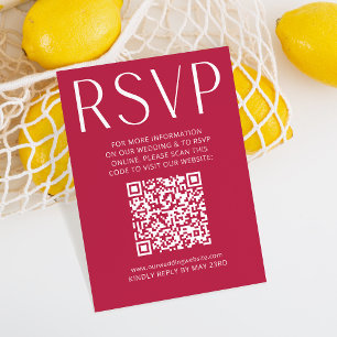 Simple moderne mariage magenta RSVP Online QR Code