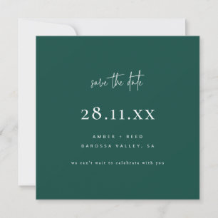 Simple Moderne Minimaliste Émeraude Save The Date