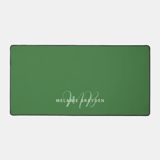 Simple Moderne Monogramme Vert Bordure Bicolore  (Recto)