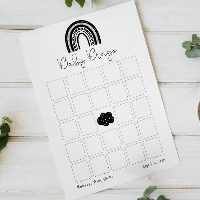 Simple moderne noir blanc arc-en-ciel bébé doucheB (Créateur téléchargé)