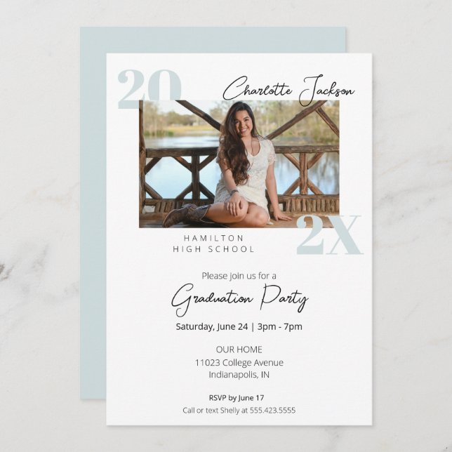 Simple Moderne Photo Graduation Invitation (Devant / Derrière)