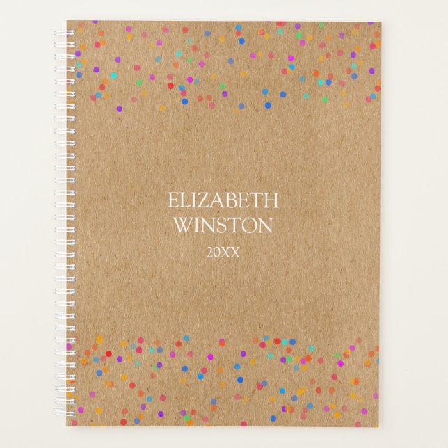 Simple Moderne Rustique Kraft Confettis Arc-en-cie (Devant)