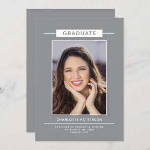 Simple Moderne Script de Graduation Photo Blue Gre