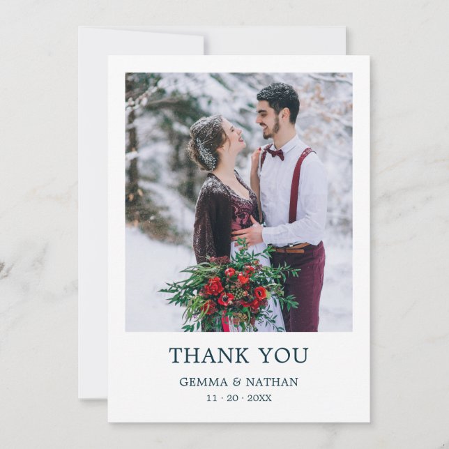 Simple moderne Turquoise 1 Mariage photo Carte de  (Devant)