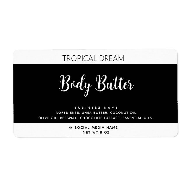 Simple moderne typographie de luxe étiquette noir (Devant)