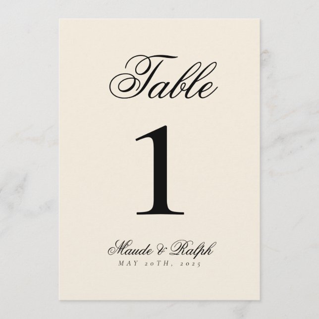 Simple Moderne Vieille Fortune Mariage Noir et Crè (Devant)