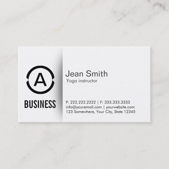 Simple Monogram Yoga instructeur Carte de visite (Devant)