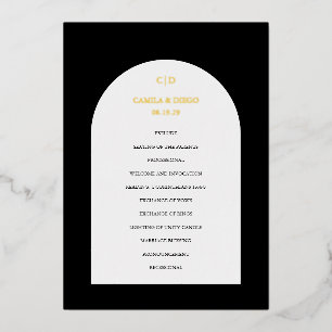 Simple Monogramme Arch Foil Programme de mariage m