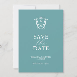 Simple Monogramme Bleu Faire-Part de Date de Maria