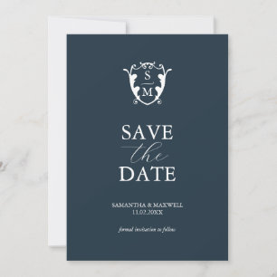 Simple Monogramme Bleu Save The Date