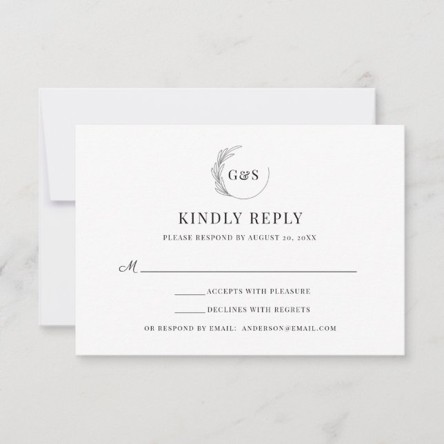 Simple Monogramme Demi-Couronne Réponse Mariage Mi (Devant)
