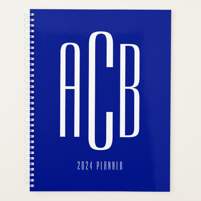 Simple Monogramme Royal Bleu À Trois Lettres (Devant)