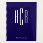 Simple Monogramme Trois Lettres Bleu Foncé<br><div class="desc">Un design de monogramme simple à trois lettres bleu foncé et blanc pour son agenda.
Vous pouvez changer la police et l'arrière-plan si vous préférez des couleurs vives et cool.
Créez votre propre cadeau personnalisé pour leur bureau à domicile.</div>