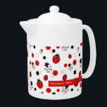 Simple Motif Ladybug rouge, noir et blanc<br><div class="desc">Motif simple et élégante avec son clipart coccinelle rouge,  noir et blanc avec des cercles et des points en rouge et noir et un étiquette de nom personnalisé. Changez le nom pour personnaliser ou customiser plus loin pour ajouter votre propre touche.</div>