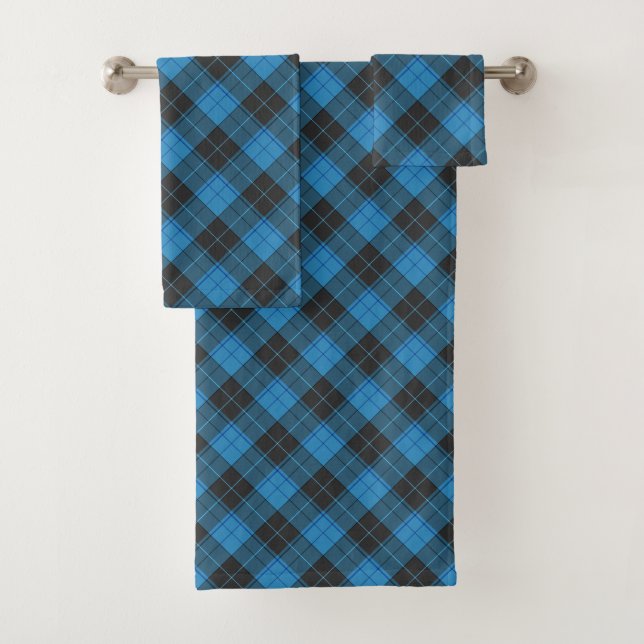 Simple motif tartan en bleu foncé (En situation)