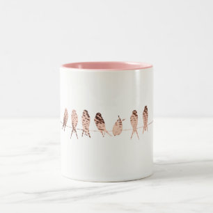 Simple Mug blanche avec Faux Oiseaux de cuivre sur