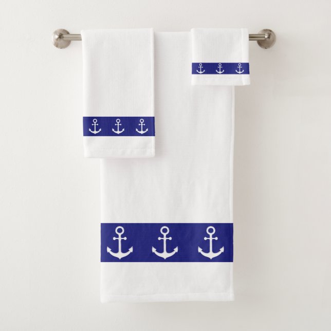 Simple Nautique, Élégant, Ancres sur Bleu & Blanc (En situation)