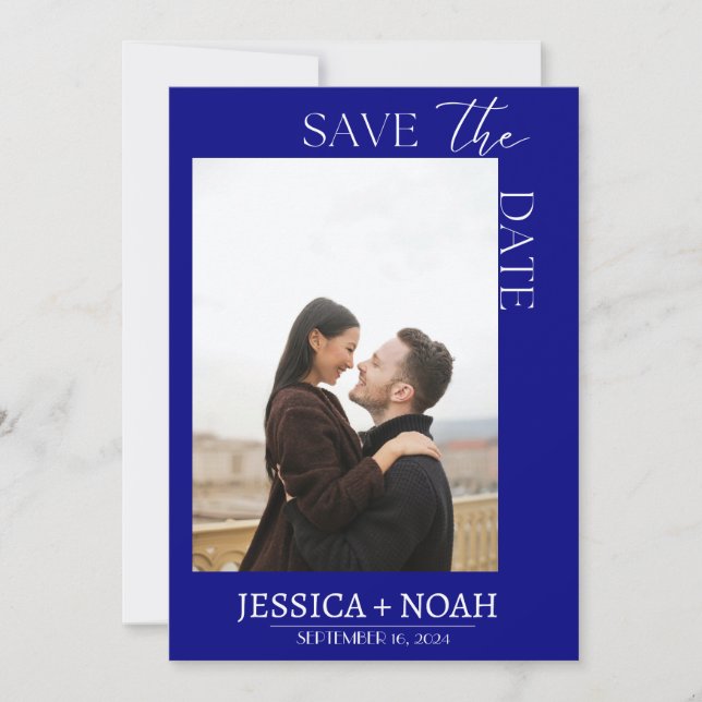 Simple Navy Blue Save the Date Faire-part de maria (Devant)