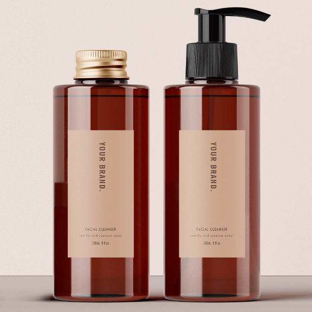 Simple Neutre Beige Chic Produit étanche Étiquette (Neutral Beige Waterproof Rectangle Product Label - can be used on bottles, jars, pouches)