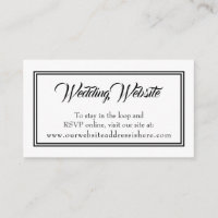 Simple Noir Blanc Mariage Site Web Cartes de boîti