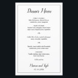 Simple Noir Blanc Moderne Elégant Menu Mariage<br><div class="desc">Menu Mariage moderne en noir et blanc minimaliste avec l'en-tête et vos noms dans un script élégant avec votre menu entouré d'une fine bordure. Le côté arrière a votre monogramme en bas. Les polices et la bordure peuvent être changées en n'importe quelle couleur en cliquant sur le bouton "personnaliser". Ces...</div>