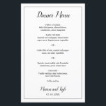Simple Noir Blanc Moderne Elégant Menu Mariage<br><div class="desc">Menu Mariage moderne en noir et blanc minimaliste avec l'en-tête et vos noms dans un script élégant avec votre menu entouré d'une fine bordure. Le côté arrière a votre monogramme en bas. Les polices et la bordure peuvent être changées en n'importe quelle couleur en cliquant sur le bouton "personnaliser". Ces...</div>