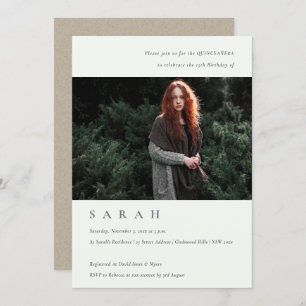 Simple Noir Blanc Photo Quinceañera Invitation