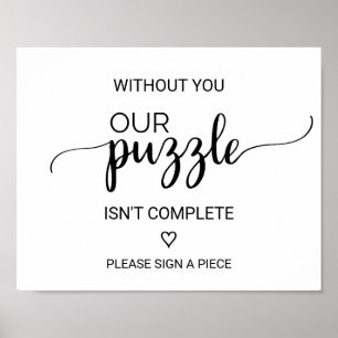 Simple Noir Calligraphie Puzzle Livre d'or
