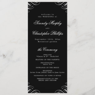 Simple noir et blanc Calligraphy Wedding Programme