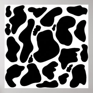 Simple noir et blanc Gros taches de vache Poster d